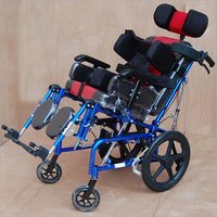 Imi-0958 C.p. Wheelchair - Lightweight Tubular Aluminum Frame, 45cm Seat, Blue Color | Folding With Adjustable Head & Side Supports, Detachable Leg-rests