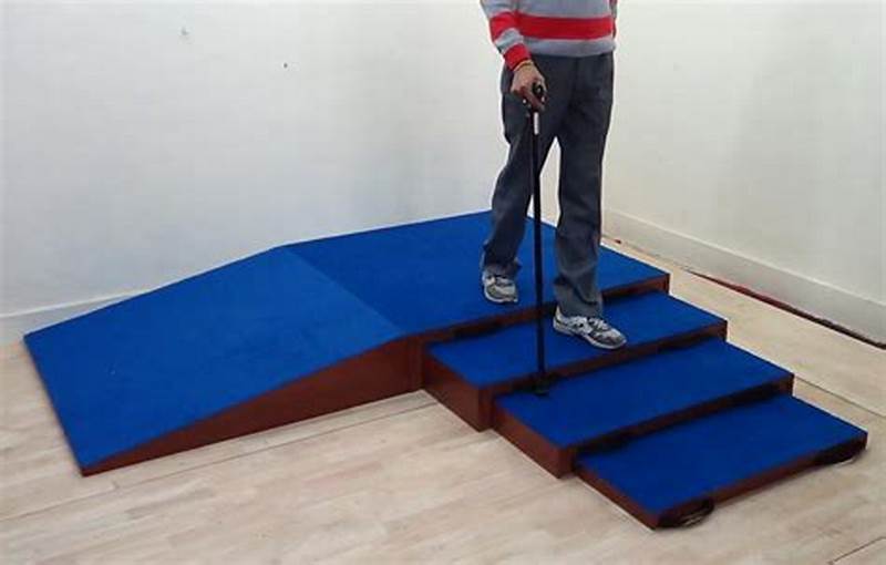 Curbs & Ramp Training Set Without Handrails - Ply-board & Hardwood, Ramp 212cm x 110cm (Height 20mm-200mm) , Three Nested Curbs | Portable, Ideal for Ambulation Therapy, Exercise Usage