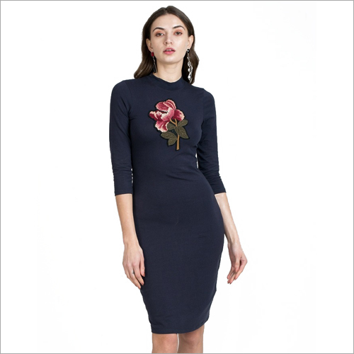 Ladies Bodycon Dress - Elasticised Material, 3/4 Sleeve Design in Various Colors | Quick Dry, Washable, No Fade, Perfect for Spring and Summer