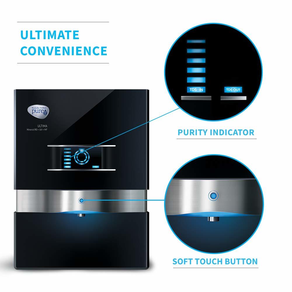 HUL Pureit Ultima Mineral RO + UV + MF 7 Stage Table top/Wall mountable Black 10 litres Water Purifier