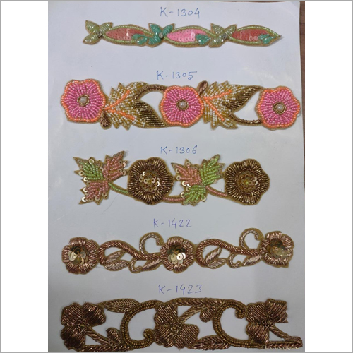 Embroidery Hand Work Lace - Premium Material, Customized Size, Available in Various Colors | Intricate Patterns with Beads, Pearls, Sequins, and Stones