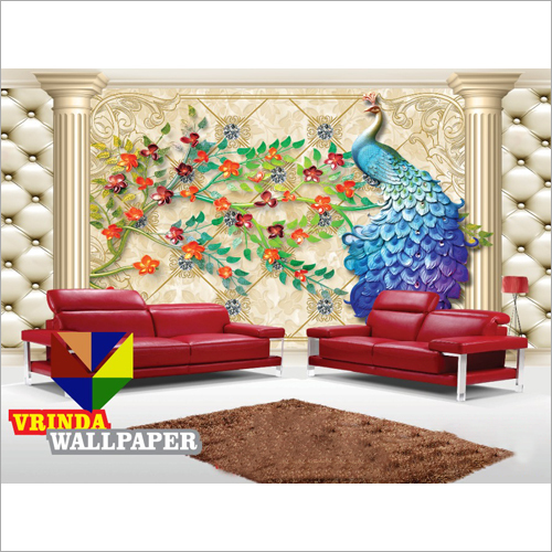 3D Peacock Wallpaper Size: As Per Requirement at Best Price in Delhi |  Vrinda Wallpaper