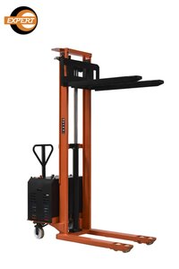 Semi Electric Hydraulic Stacker - New, Electric Power Source, Orange Color | Ideal For Industrial Usage
