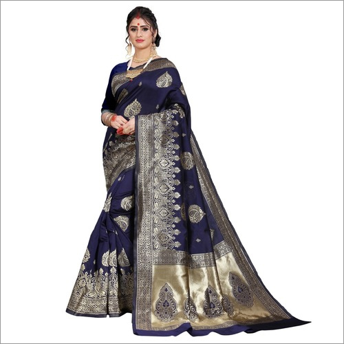 Rich Pallu Banarasi Silk Saree With Thread Work