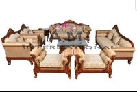 Royal Teak Wood Sofa Set - 3-Seater (76x26x48 inches), 2-Seater (56x26x48 inches), Deewan & 2 Open Back Settee | Handmade, Eco-Friendly, Premium Finish, Indian Style, Indoor Furniture