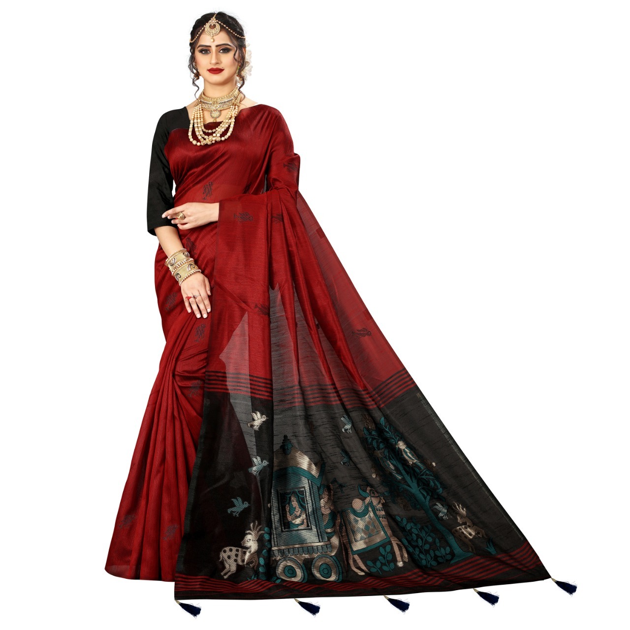 Banarasi Heavy Saree with Latkan & Thread Work