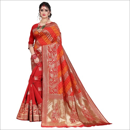 Jacquard Work Banarasi Silk Saree With Latkan