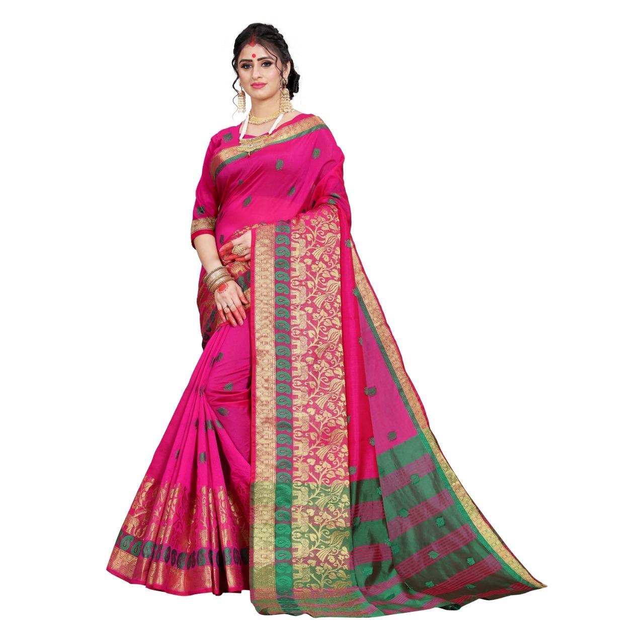 Jacquard Work Banarasi Silk Saree With Latkan