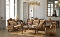 Handmade Teak Wood Sofa Set - 7 Seater With Floral Carvings, Eco-friendly Design | No Assembly Required, Glossy Finish, Comfortable Indoor Living Room Furniture