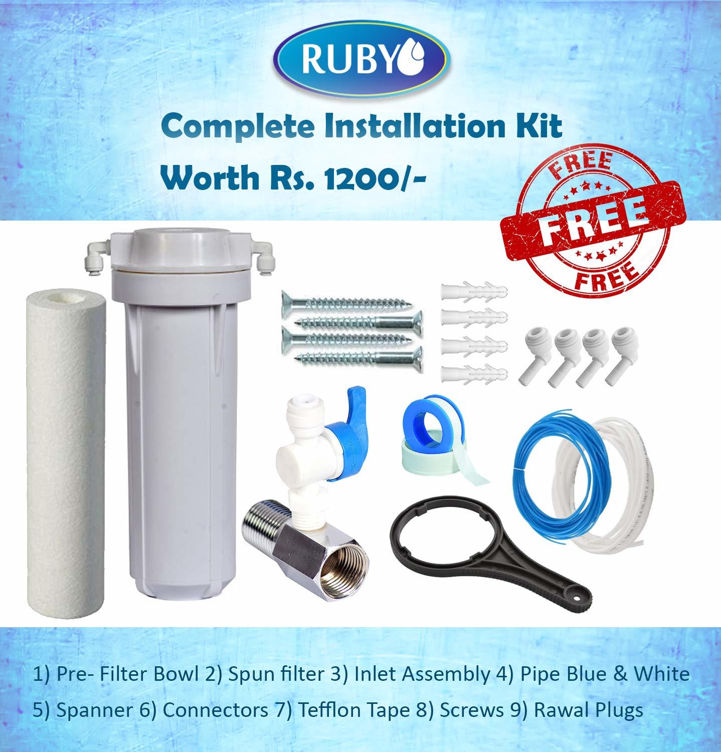 Ruby Water Purifier Economical RO+ UV+TDS Controller 6 Stage Purification Water Purifier 12 litres Storage with Pre-Filter,Sediment Filter,Activated Carbon Filter & Post Carbon Filter
