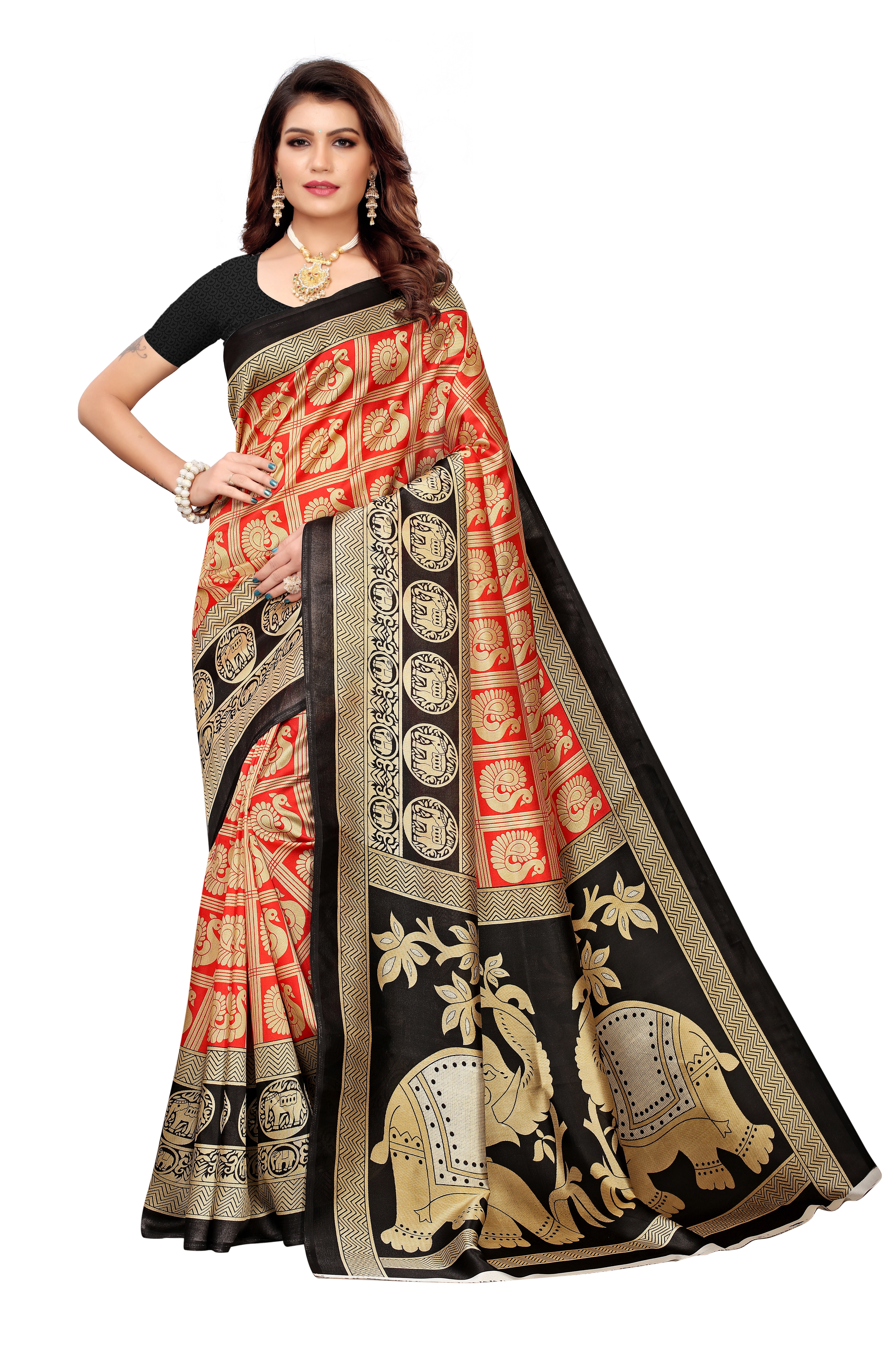 PRINTED KALAMKARI SILK SAREE FOR LADIES