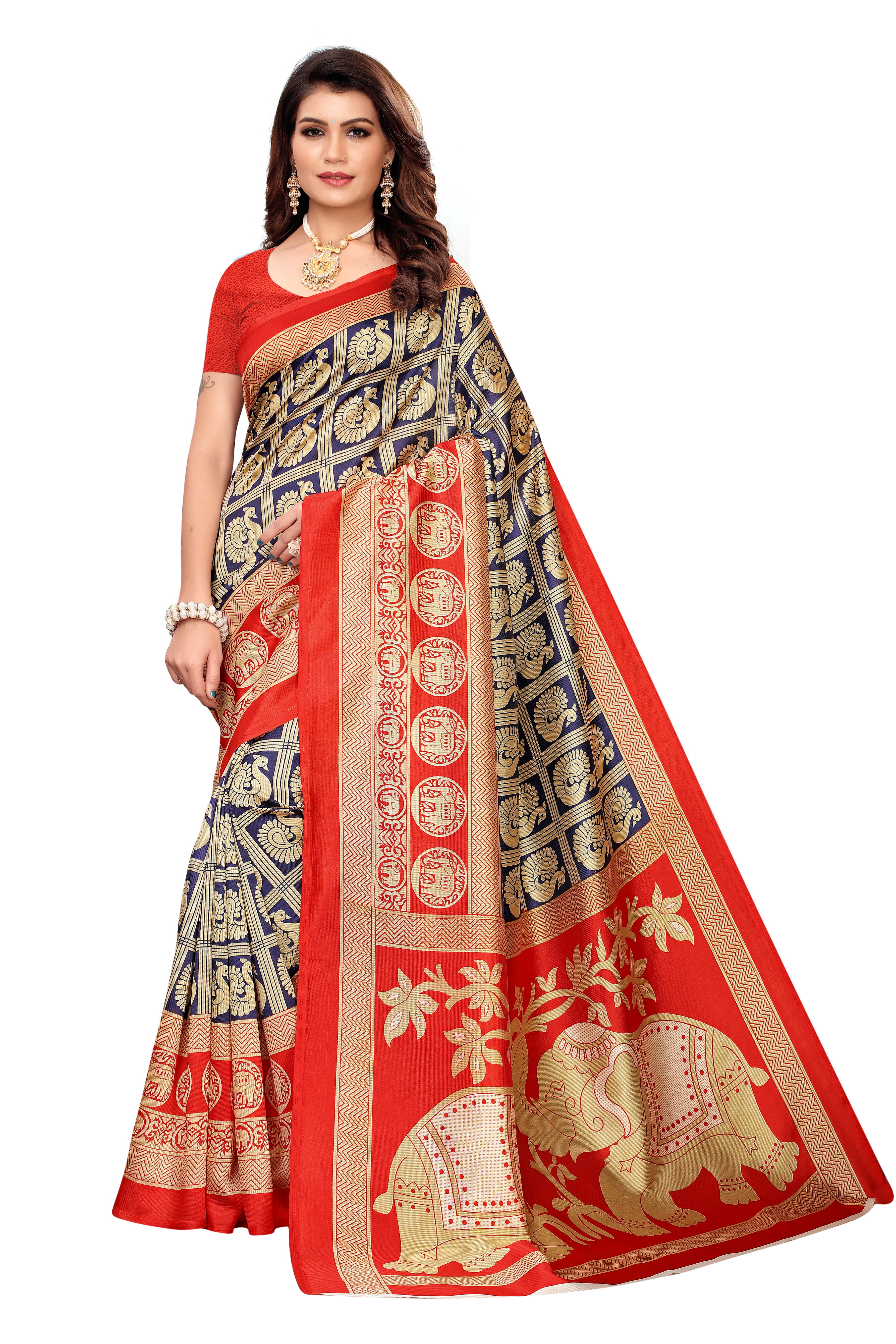 PRINTED KALAMKARI SILK SAREE FOR LADIES