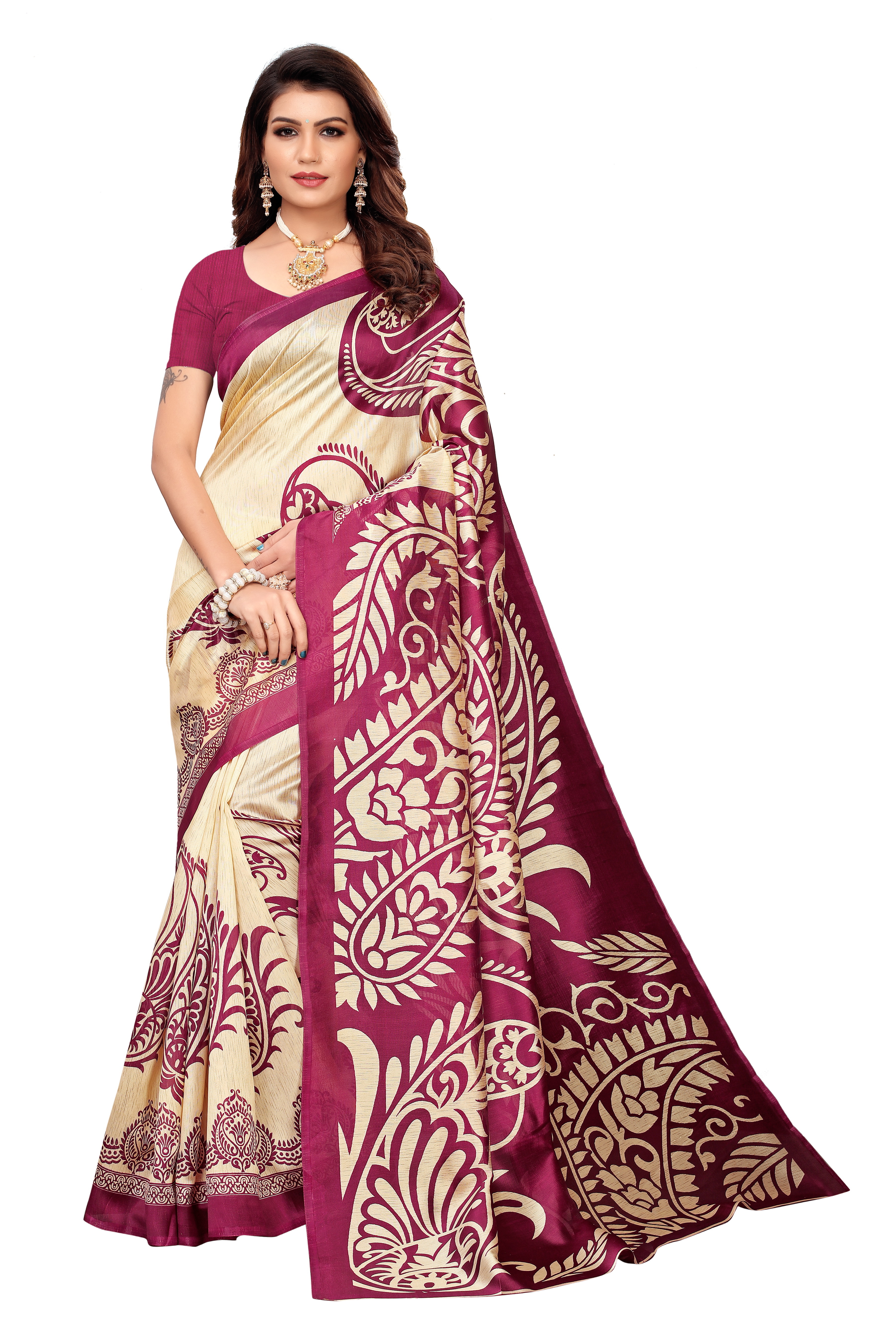 PRINTED KALAMKARI SILK SAREE FOR LADIES