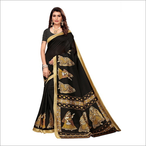 LADIES DAILY WEAR KALAMKARI PRINTED SILK SAREE