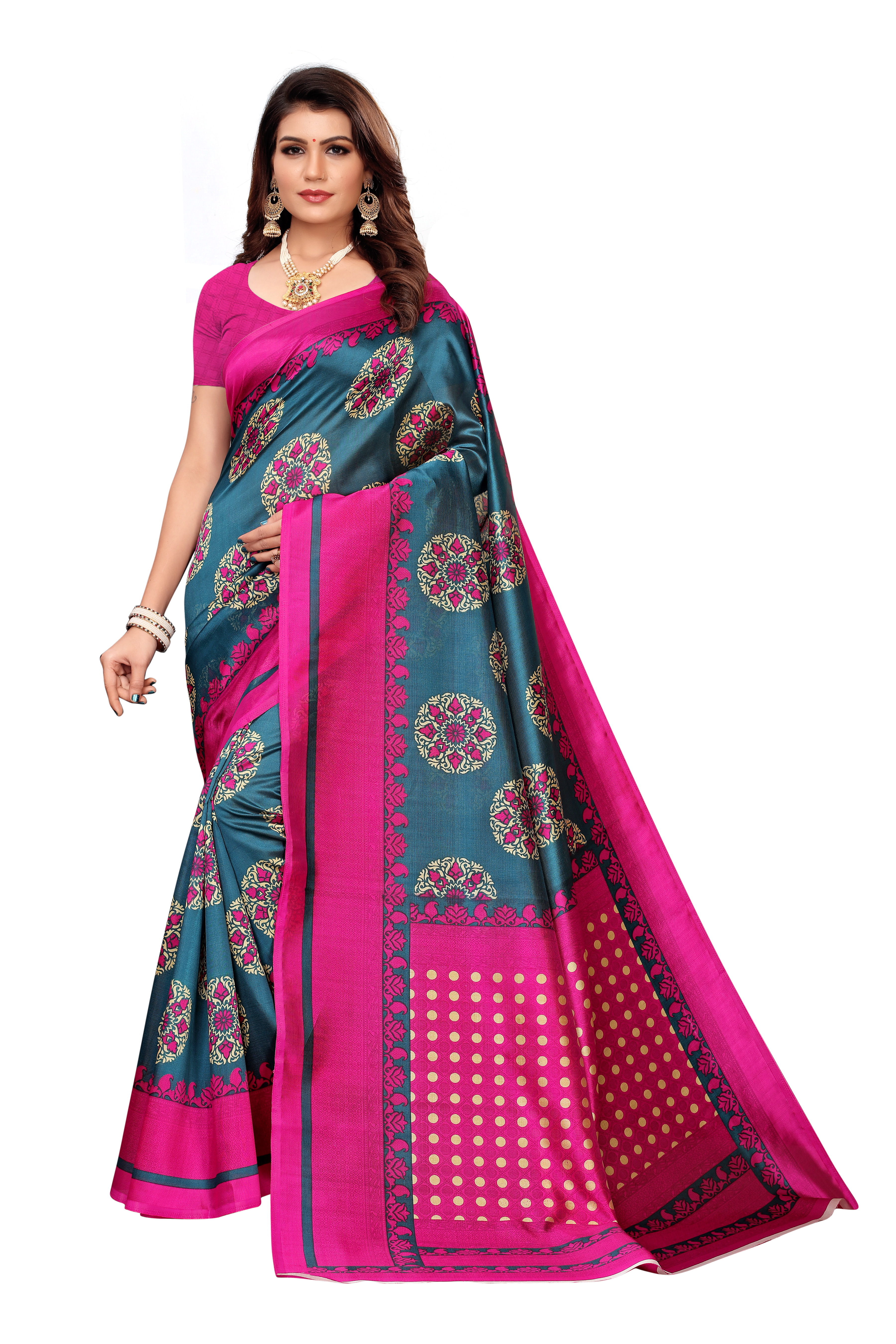 LADIES DAILY WEAR KALAMKARI PRINTED SILK SAREE