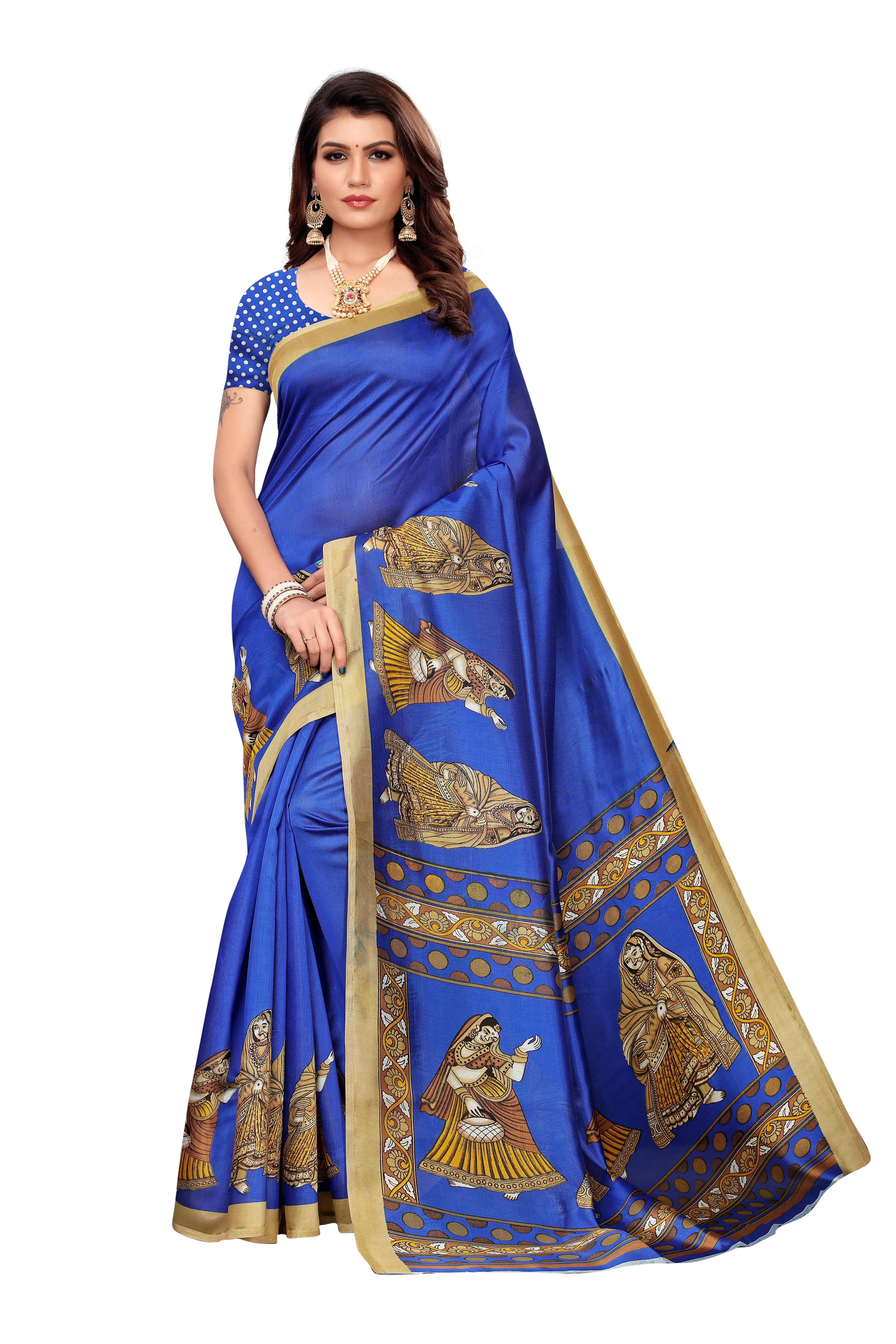 LADIES DAILY WEAR KALAMKARI PRINTED SILK SAREE