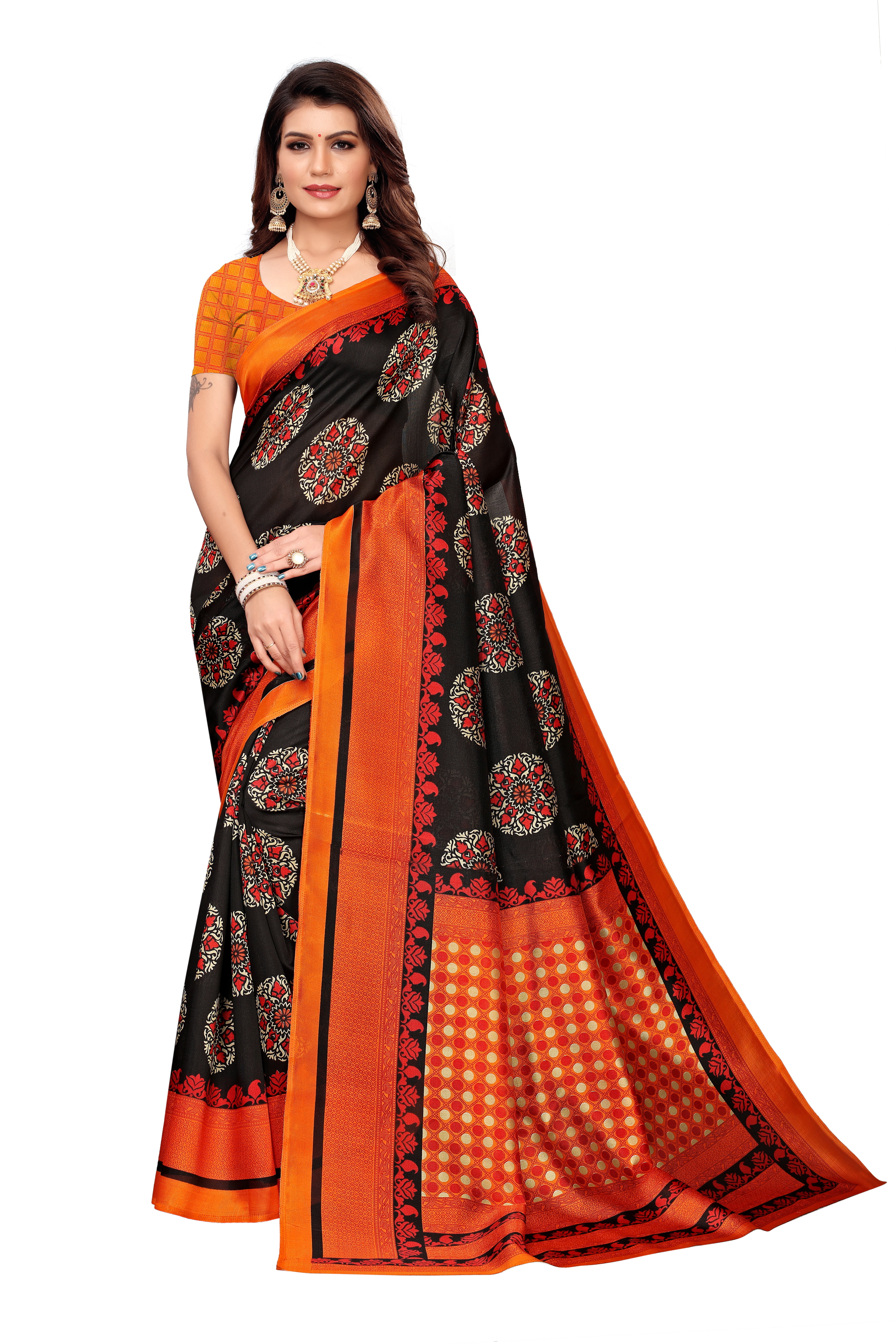 LADIES DAILY WEAR KALAMKARI PRINTED SILK SAREE