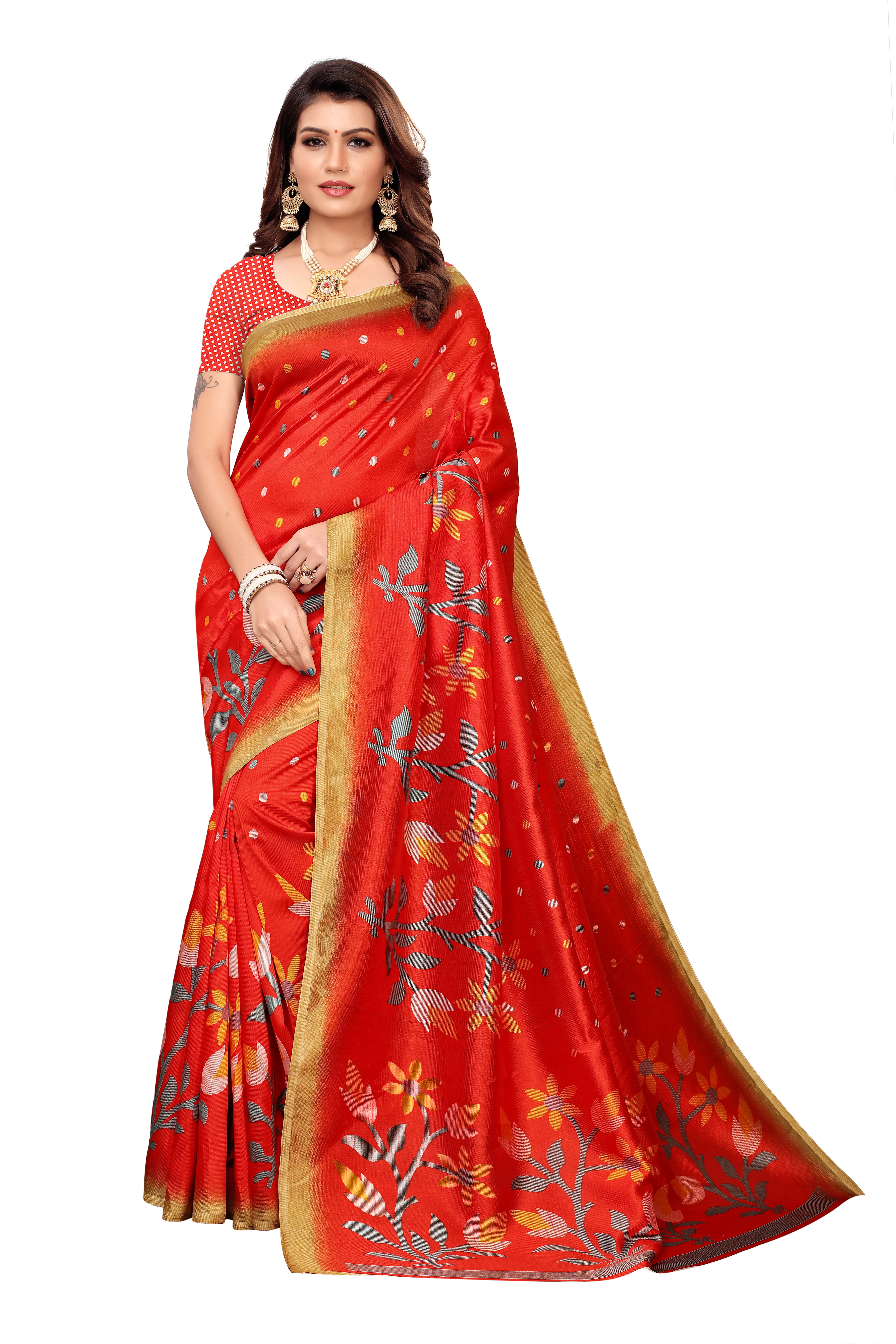 PRINTED KALAMKARI SILK SAREE FOR WOMEN