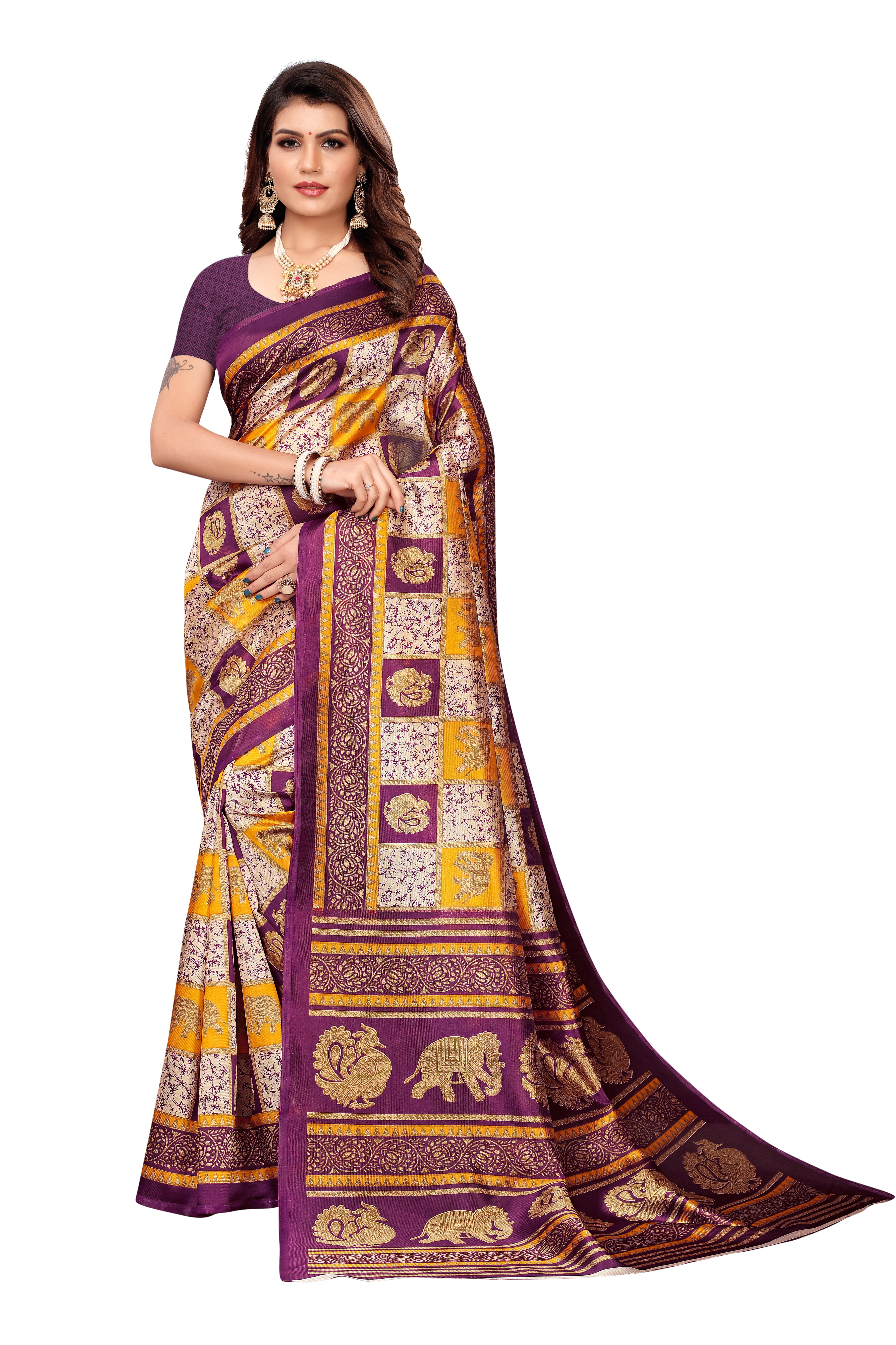 PRINTED KALAMKARI SILK SAREE FOR WOMEN
