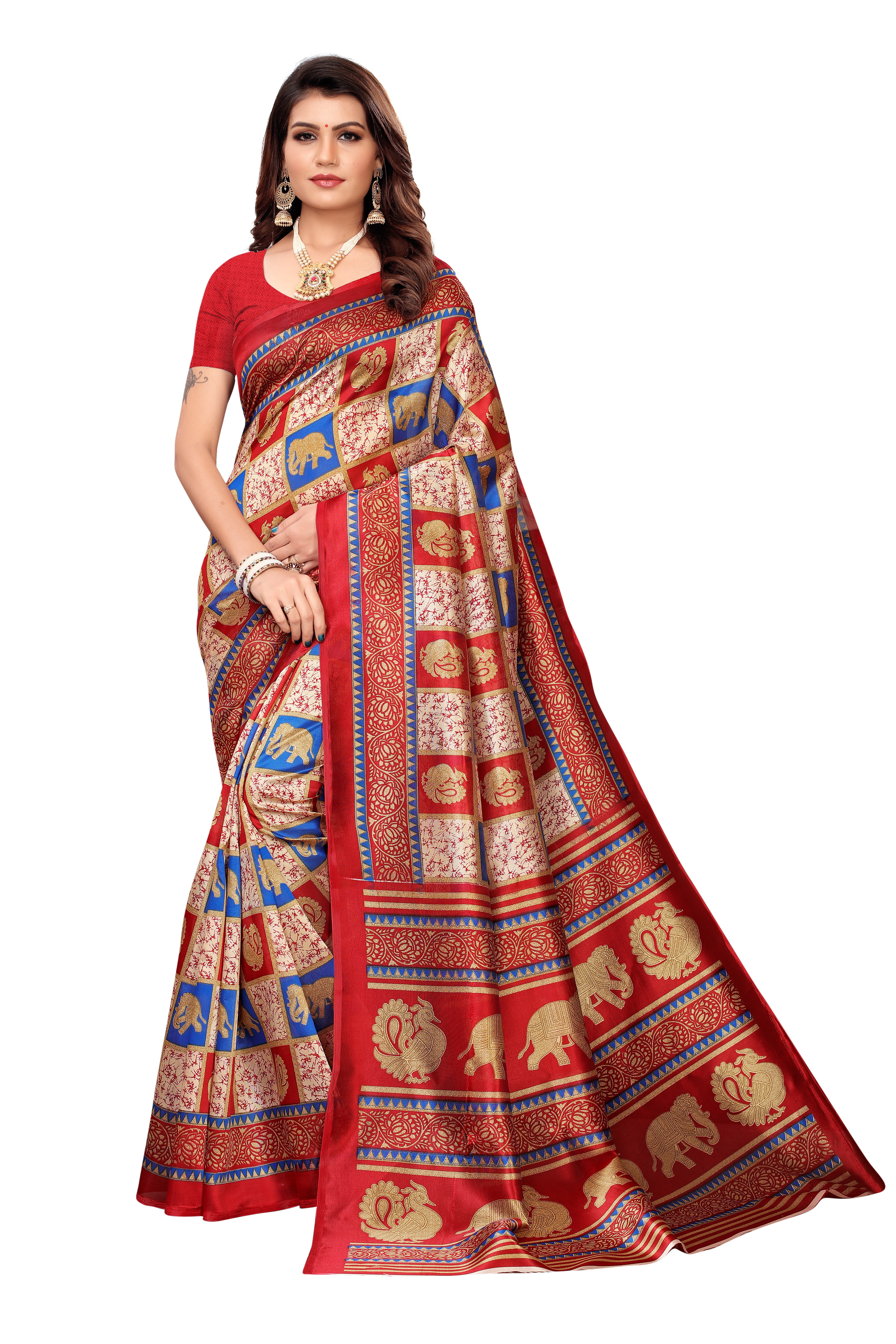 PRINTED KALAMKARI SILK SAREE FOR WOMEN