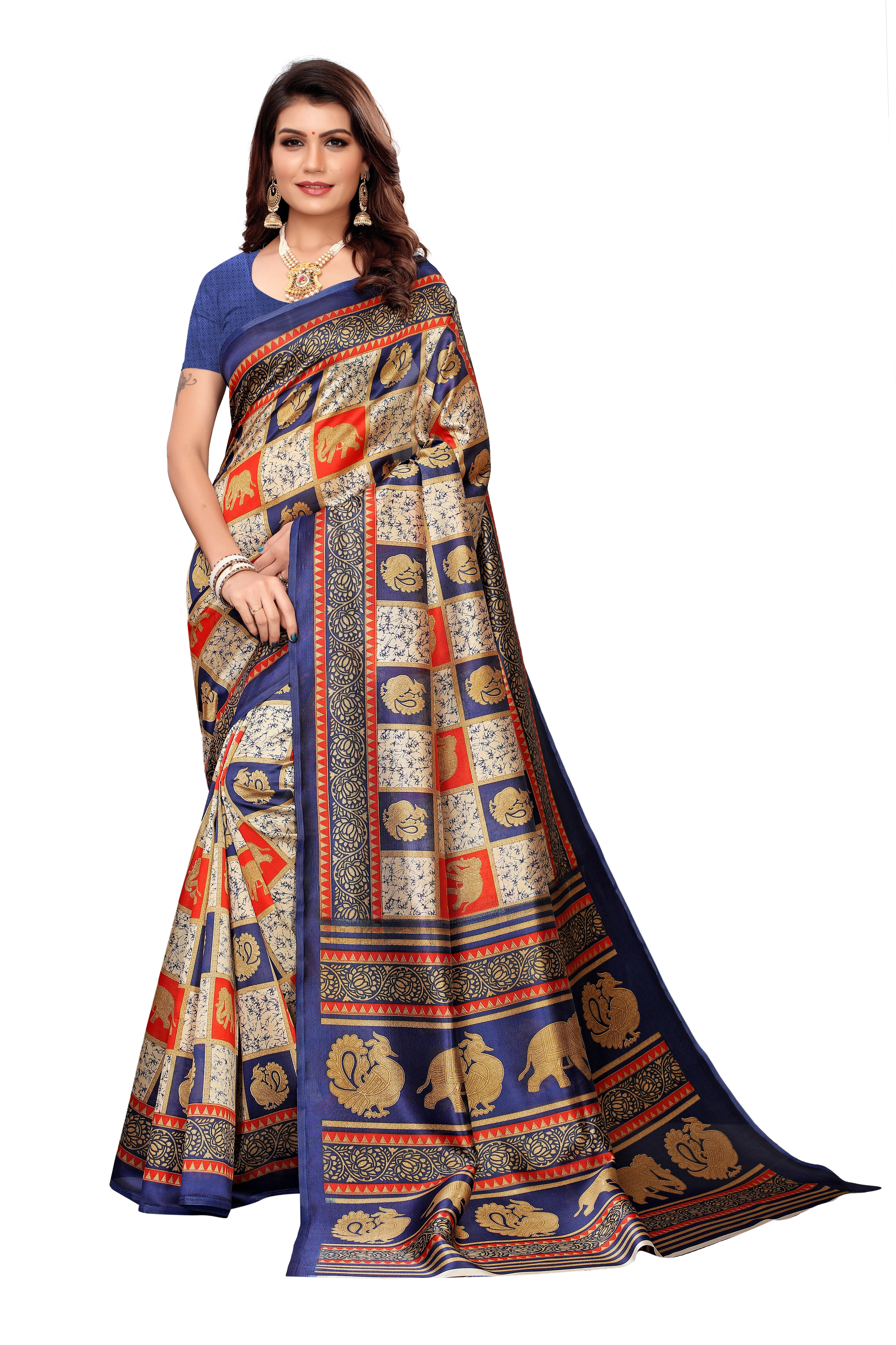 PRINTED KALAMKARI SILK SAREE FOR LADIES DAILY WEAR