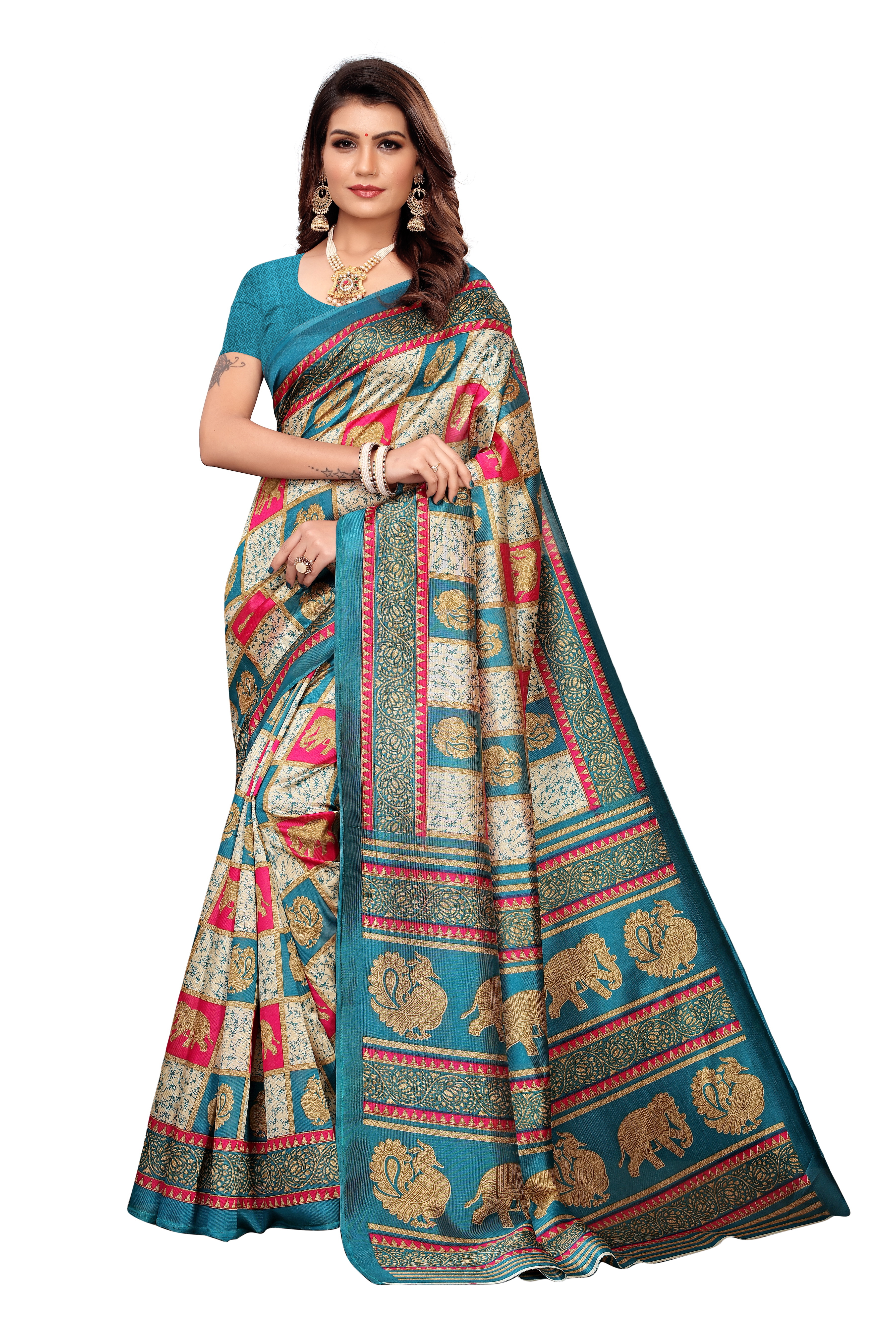 PRINTED KALAMKARI SILK SAREE FOR LADIES DAILY WEAR
