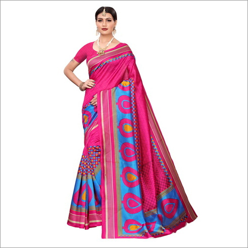 PRINTED KALAMKARI KHADI  SILK SAREE