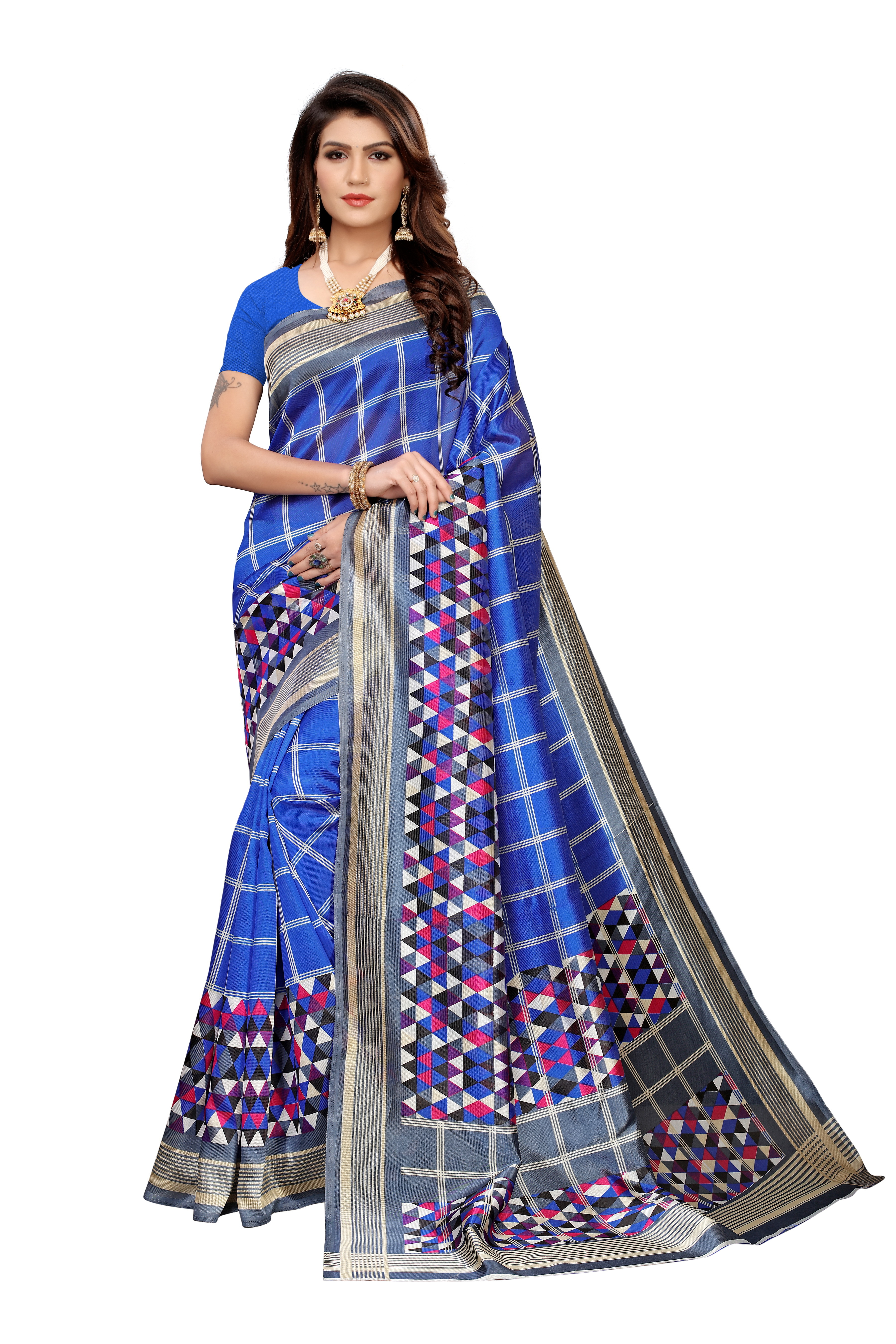 KALAMKARI  FANCY PRINTED SILK SAREE