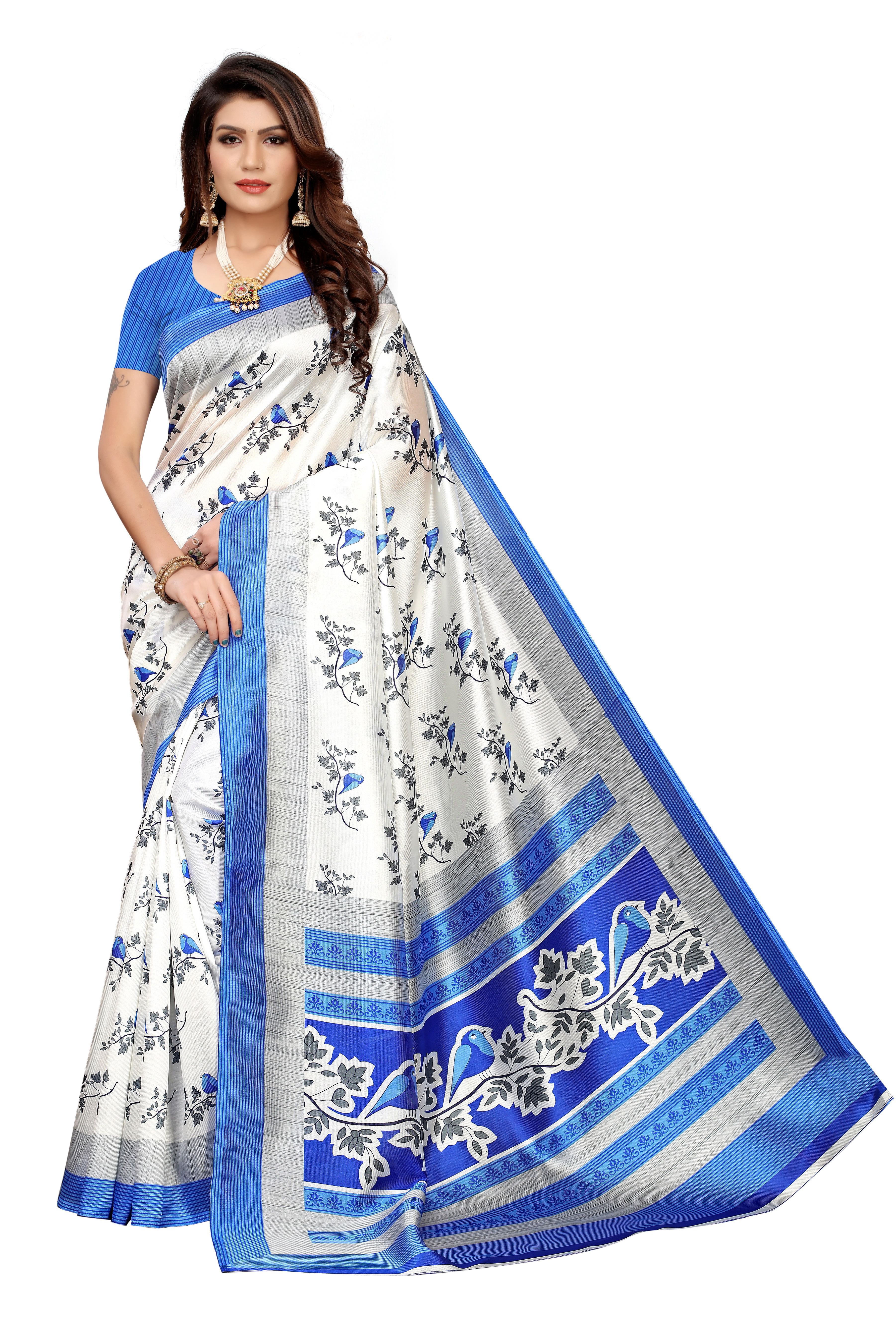 KALAMKARI  FANCY PRINTED SILK SAREE
