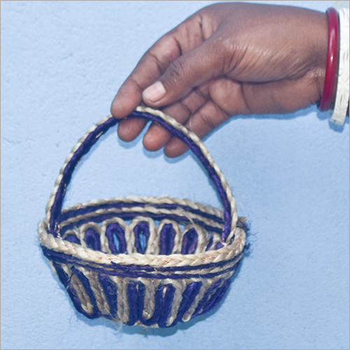Jute Braided Small Basket With Handle