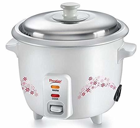 Prestige PRWO 1.5 500-Watt Delight Electric Rice Cooker with Steaming Feature (White)
