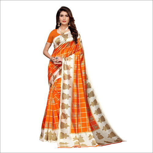 PRINTED KALAMKARI MYSORE  SILK SAREE
