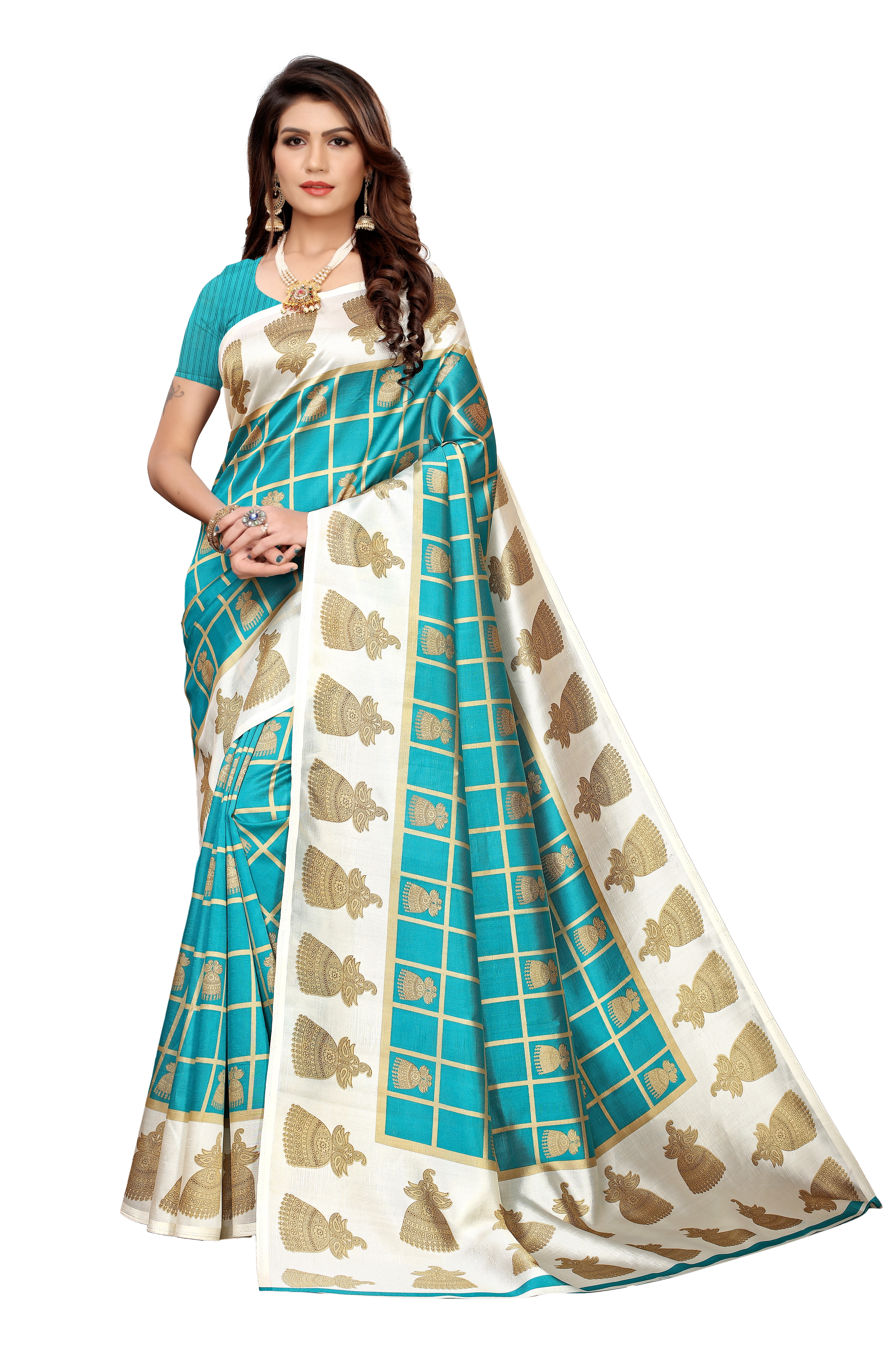 PRINTED KALAMKARI MYSORE  SILK SAREE