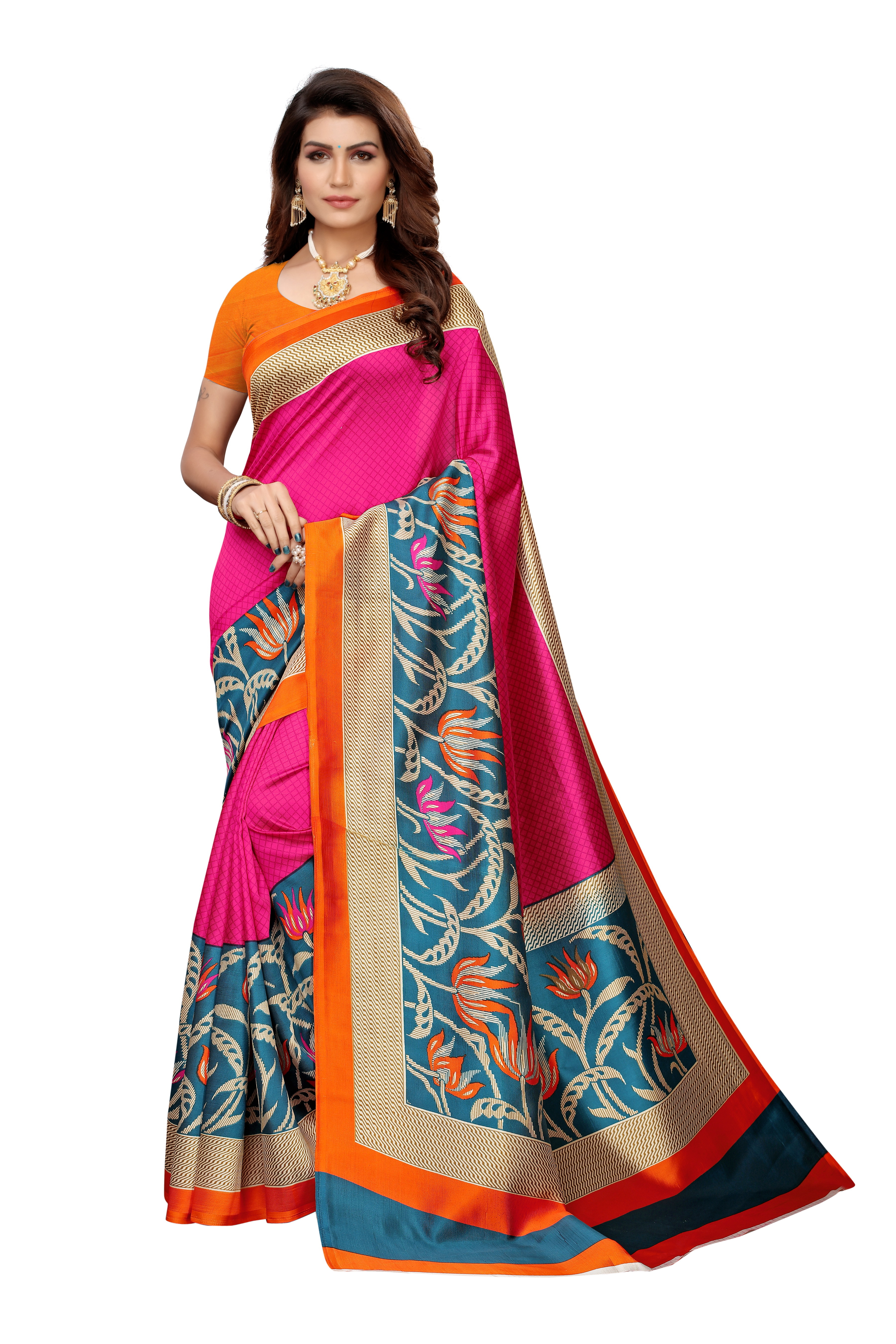 PRINTED KALAMKARI MYSORE  SILK SAREE