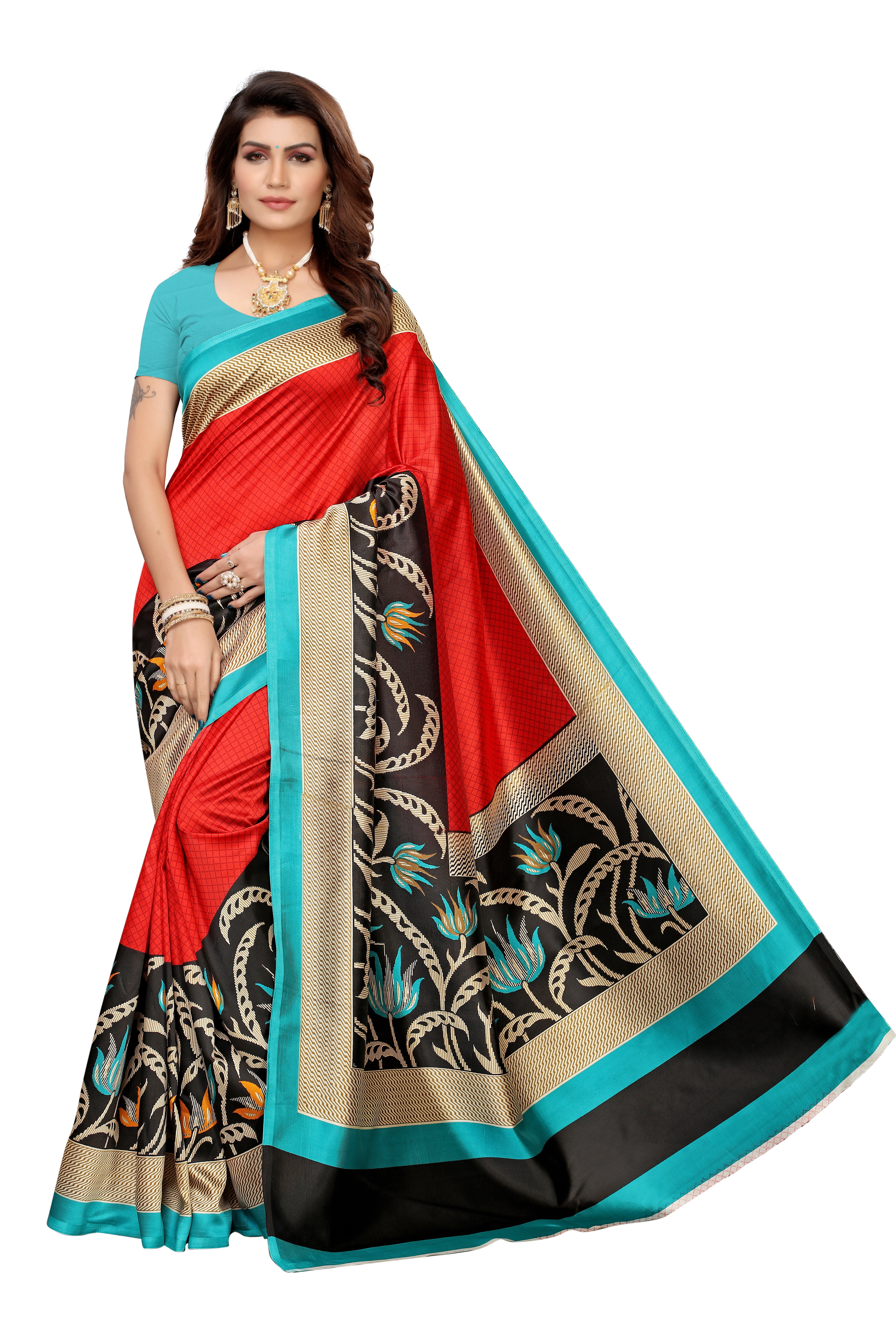 PRINTED KALAMKARI MYSORE  SILK SAREE