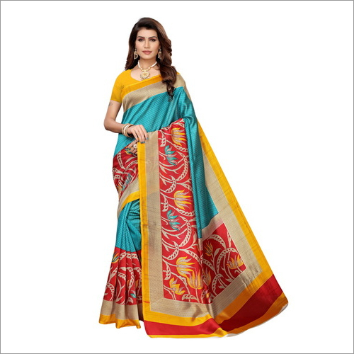 LADIES DAILY WEAR PRINTED KALAMAKARI SILK SAREE