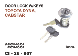 Door Lock w/keys Toyota Dyna, Cabstar (cidis)