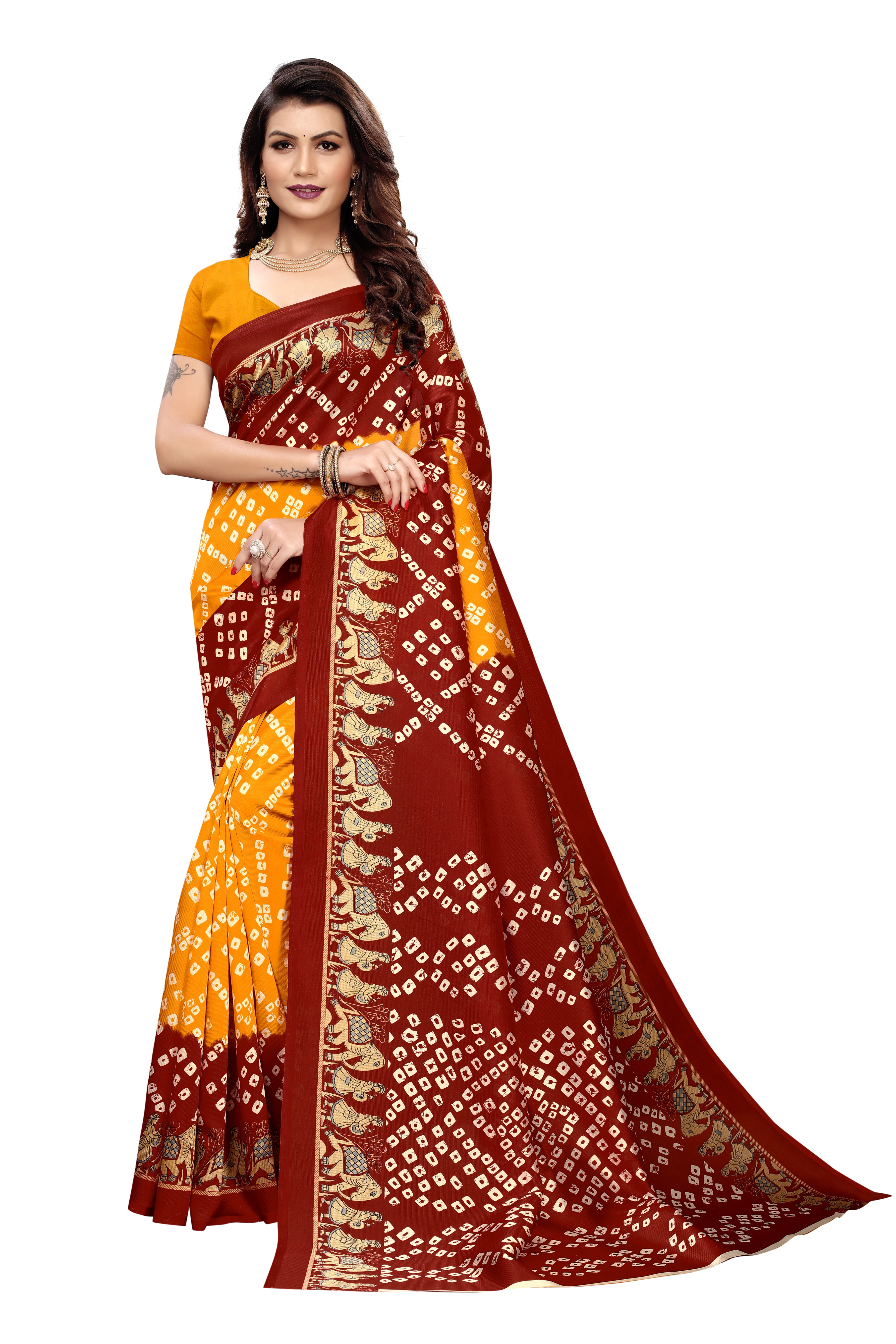 KALAMKARI PRINTED  SILK  SAREE FOR LADIES