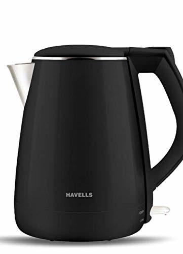 HAVELLS Aqua Plus Black (1500 W) Kettle/Tea Kettle/Tea and Coffee Maker/Milk Boiler/Water Boiler/Tea Boiler/Coffee Boiler Stainless Steel 1.2l
