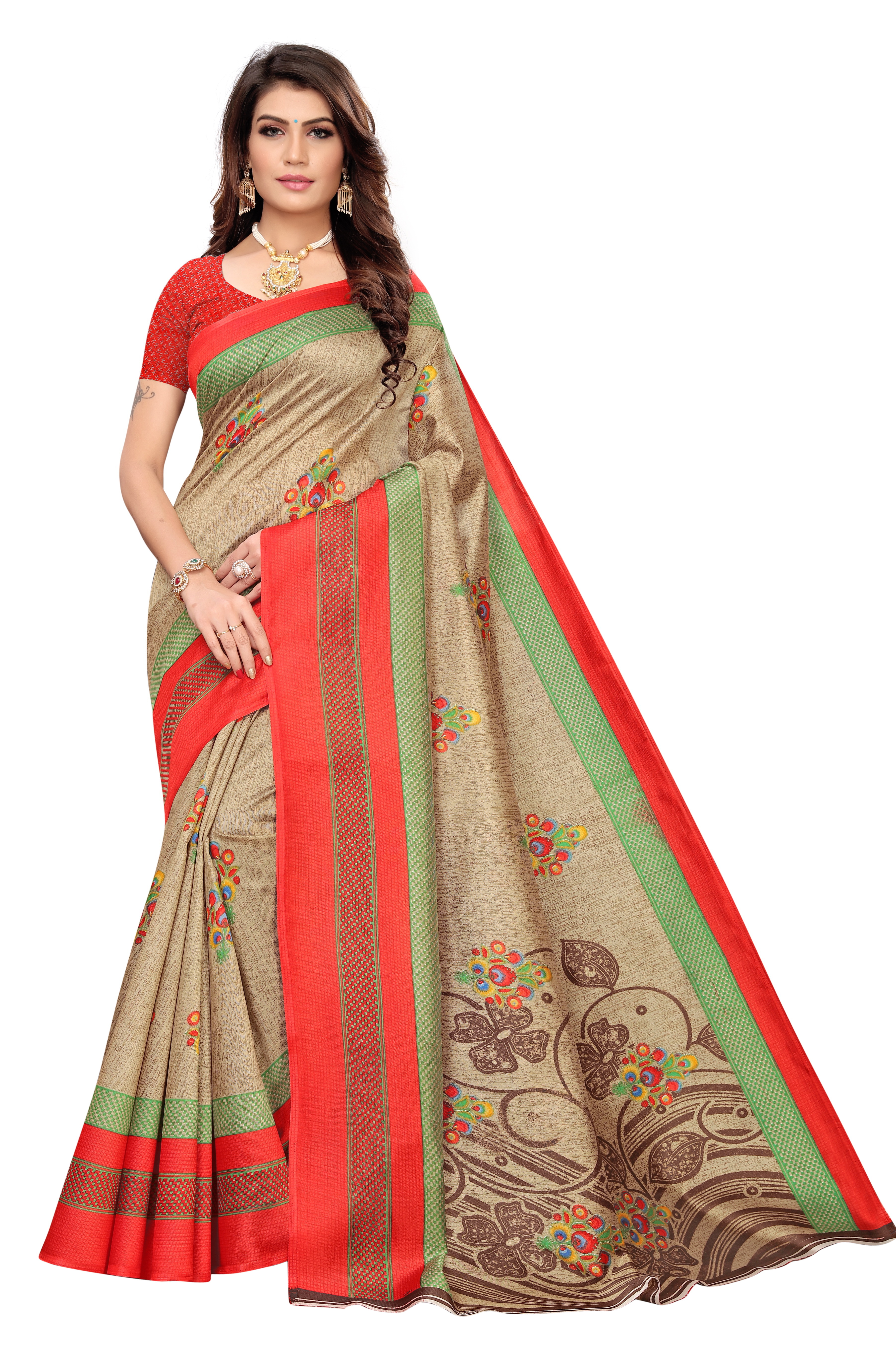 PRINTED KALAMKARI  KHADI SILK SAREE