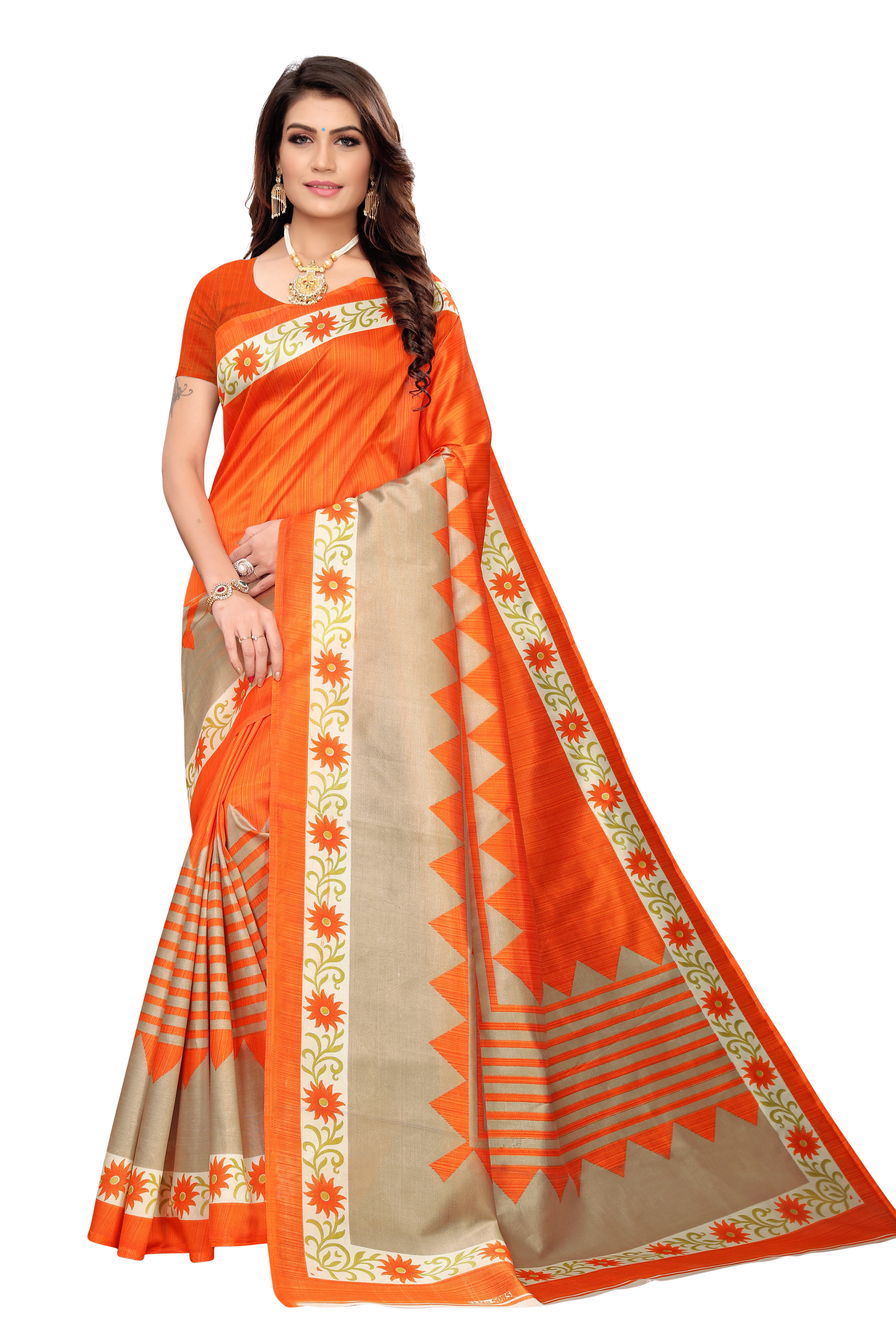 PRINTED KALAMKARI  KHADI SILK SAREE