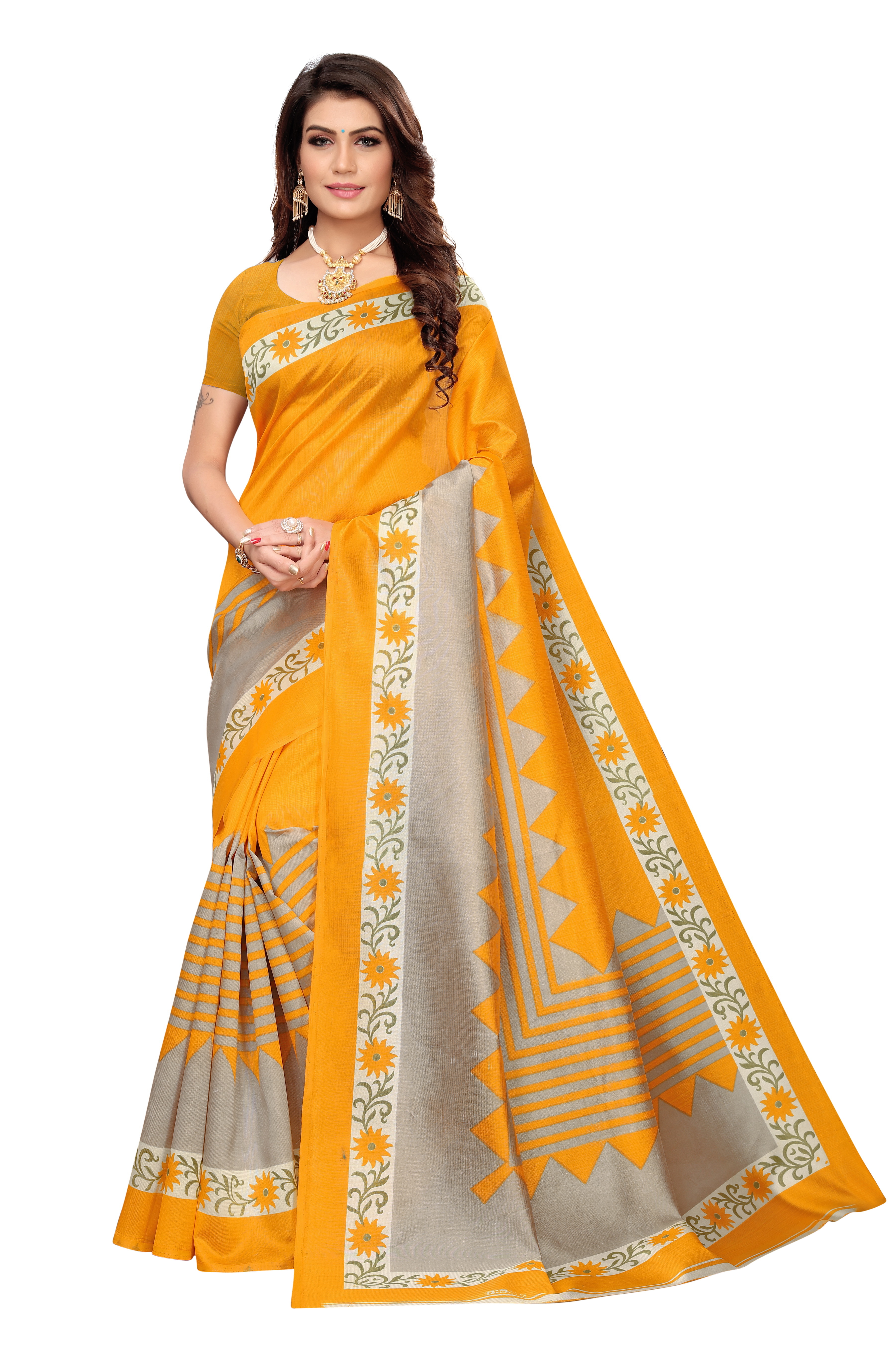 PRINTED KALAMKARI  KHADI SILK SAREE