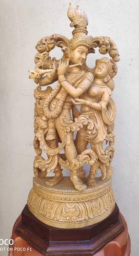 Wooden Radha Krishna Idol