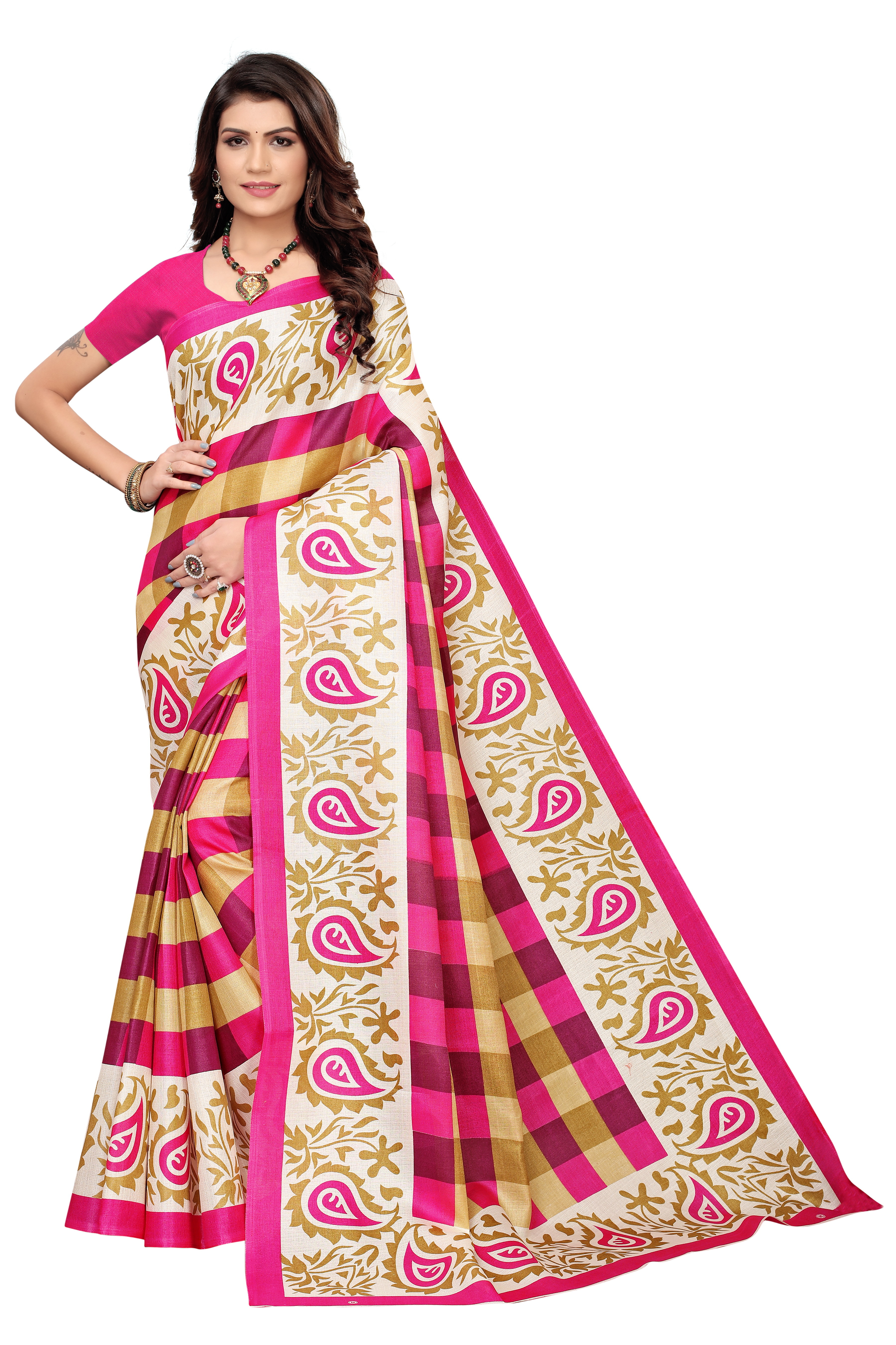 NEW PRINTED KALAMKARI KHADI SILK  SAREE