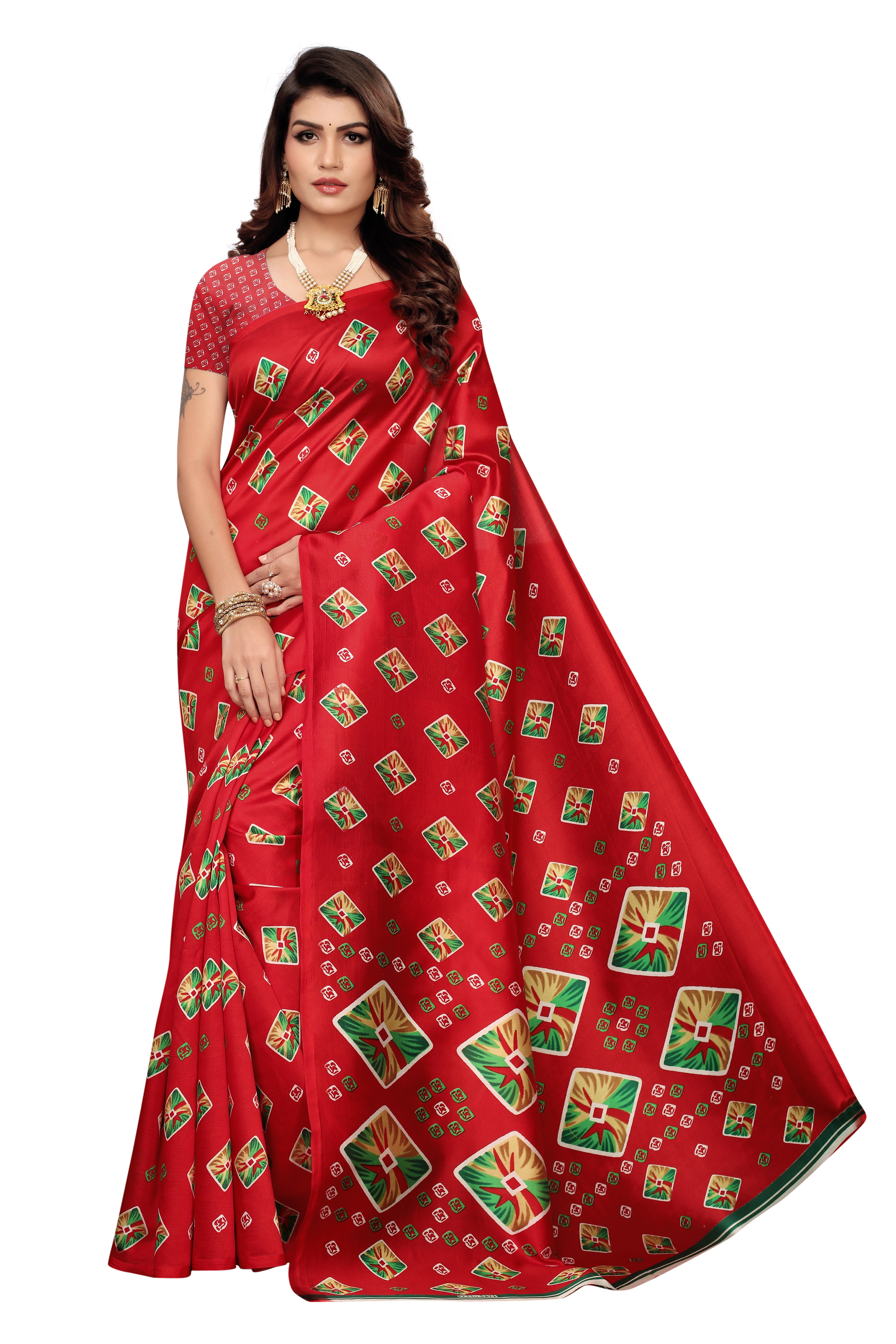 KALAMKARI KHADI PRINTED SILK SAREE