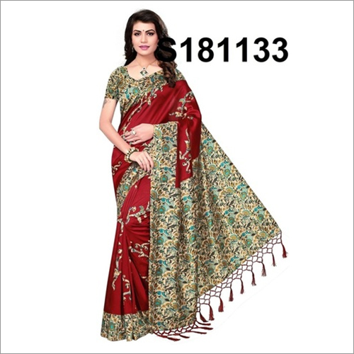 KALAMKARI KHADI SILK SAREE WITH JHALAR