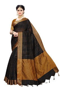 6 Cotton Silk Saree Ikkat Chokda With Blouse