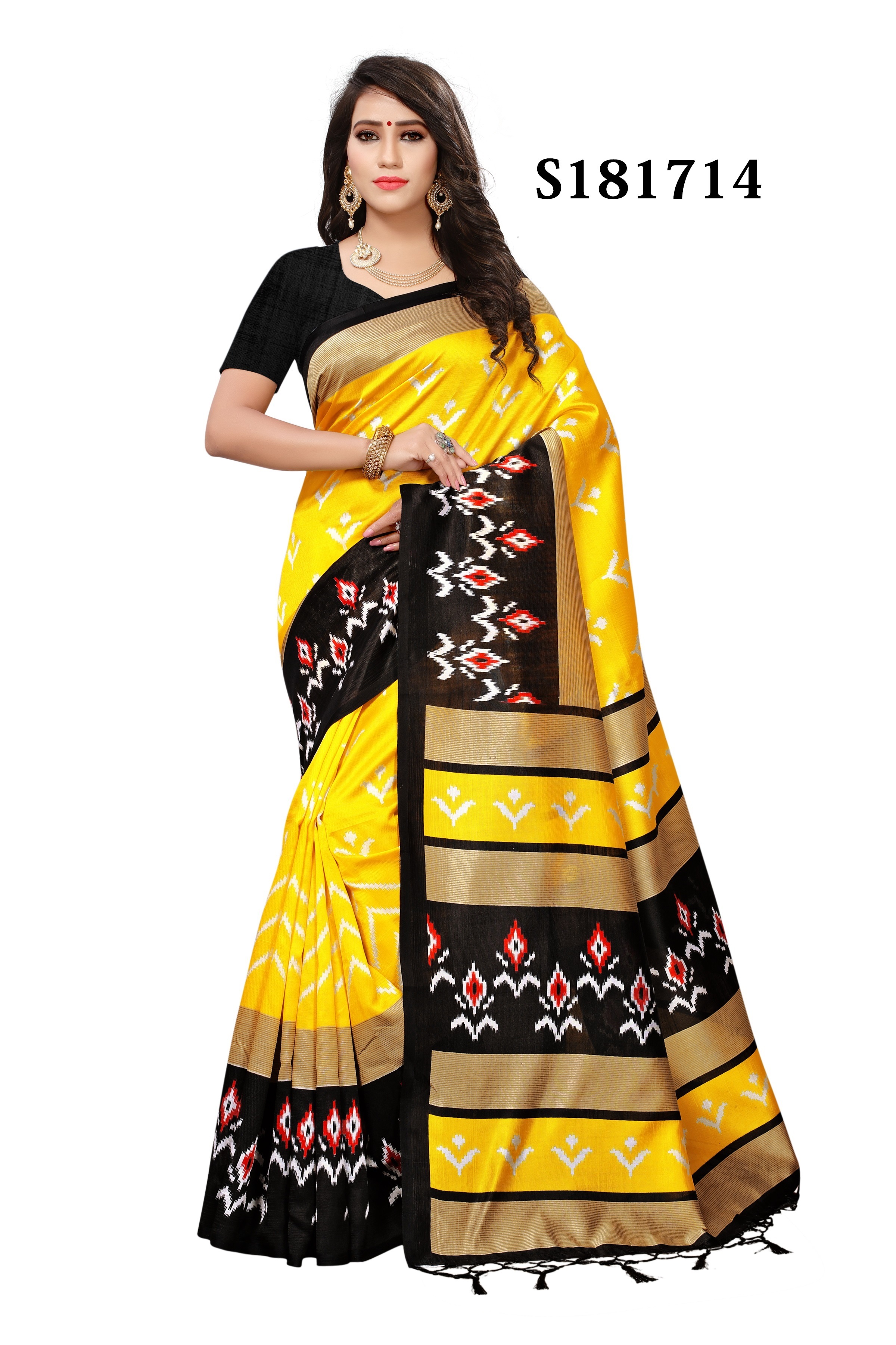 PRINTED KALAMKARI KHADI SILK SAREE WITH JHALAR