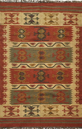 Jute Wool Kilim Rug Back Material: Woven Back