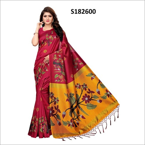 PRINTED KALAMKARI KHADI SILK SAREE  WITH JHALAR